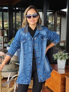 CS-0219 - Jaqueta jeans trabalhada com tachinhas - comprar online