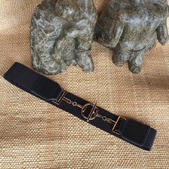 CI-0124 - Cinto elástico preto fivela tipo fendi dourada - comprar online