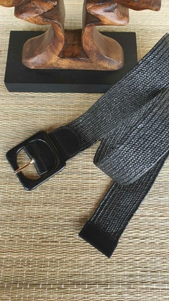 CI-0104- Cinto palha preto com elástico e fivela quadrada resina preta - comprar online