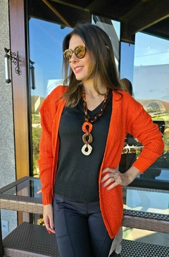 CS-0279- Cardigan leve tricot laranja na internet