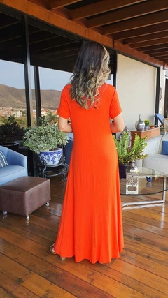 VE-0409F- Vestido Helena longo laranja - comprar online