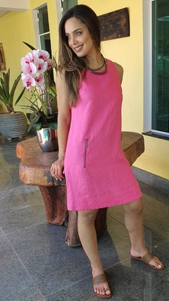 VE-0149- Vestido linho pink - comprar online