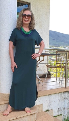 VE-0194 - Vestido trave verde escuro - comprar online