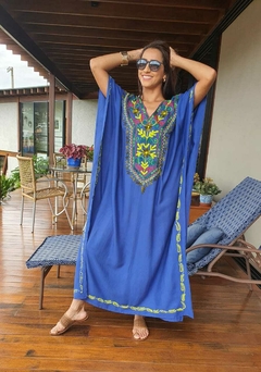 KA-0014 - Kaftan túnica longa azul bic - comprar online