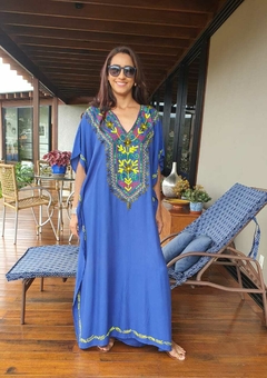 KA-0014 - Kaftan túnica longa azul bic