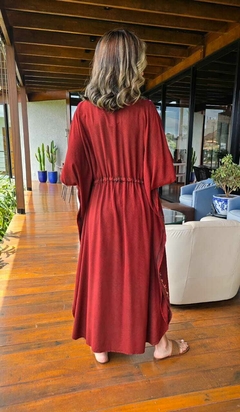 KA-0019 - Kaftan túnica indiana bordada vermelha - Kelch