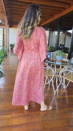 VE-0528- Vestido/kaftan estampado fundo coral na internet