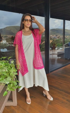 CS-0242E - Kimono em crochê cor pink na internet