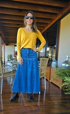 SA-0190- Saia midi jeans rodada