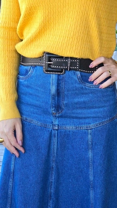 SA-0190- Saia midi jeans rodada - Kelch