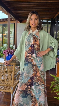 CS-0295B - Kimono de viscose lisa verde menta