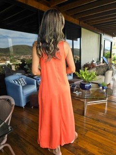 VE-0672- Vestido liso coral - Kelch