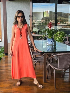 VE-0672- Vestido liso coral