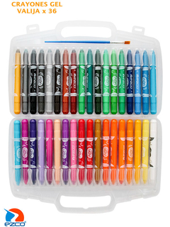 Crayones De Gel Ezco Acuarelables Retráctiles Valija X 36 - comprar online