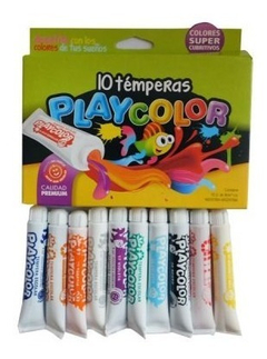 Tempera Escolar Playcolor X 10 Pomos Colores Surtidos - comprar online