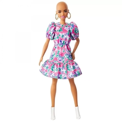 Barbie Fashionista 150 - Careca com vestido estampado