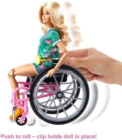 Barbie Fashionista 165 - Loira com cadeira de rodas - Michigan Dolls