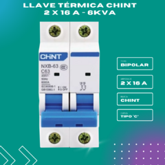 Llave Térmica Termomagnética Bipolar 16amp Chint 6 Ka