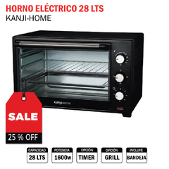 HORNO ELÉCTRICO KANJI-HOME ACERO NEGRO 28L