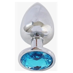 Plug anal en acero Joya azul talla S