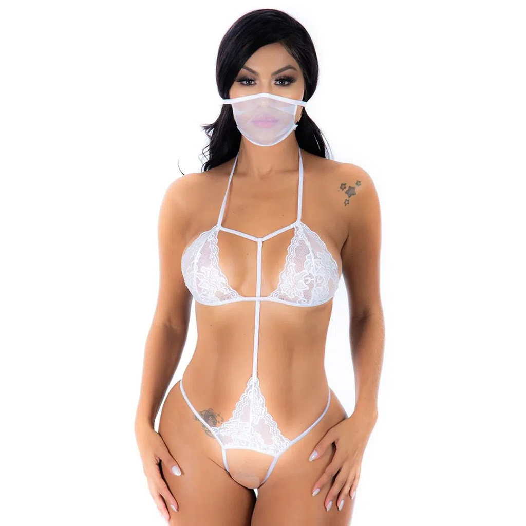 Conjunto lingerie feminina sensual mini fantasia doutora medica body