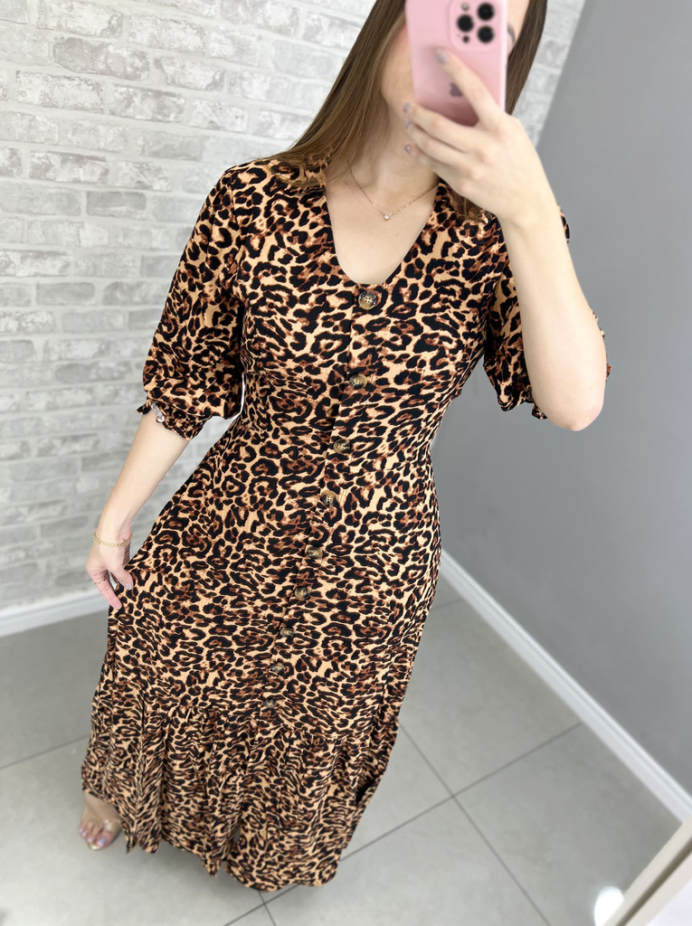 VESTIDO LARGO ESTAMPADO ANIMAL  Animal print dresses, Leopard