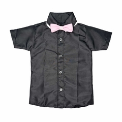Camisa Bita Tradicional Preta + Gravata Rosa - comprar online