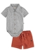 conjunto de body camisa e bermuda