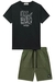 Conjunto Boy camiseta preta e bermuda verde