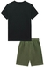 Conjunto Boy camiseta preta e bermuda verde - comprar online