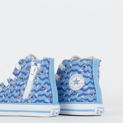 Tênis Converse Kids Chuck Taylor All Star Side Zip Hi Disney Stitch Azul Amendoa CK13000001 na internet