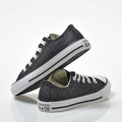 CK09740001 Tênis Converse Kids Chuck Taylor All Star Ox Matte Craft Preto Prata Puro na internet