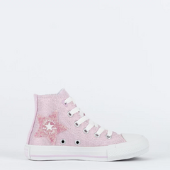 CK11260002 Tênis Converse Kids Chuck Taylor All Star Side Zip Hi Be Dazzling Metal Rosa