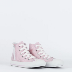 CK11260002 Tênis Converse Kids Chuck Taylor All Star Side Zip Hi Be Dazzling Metal Rosa - comprar online