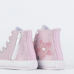 CK11260002 Tênis Converse Kids Chuck Taylor All Star Side Zip Hi Be Dazzling Metal Rosa na internet