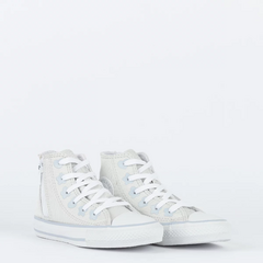 CK11530001 Tênis Converse Kids Chuck Taylor All Star Side Zip Hi Be Dazzling Neutro Azul Claro - comprar online