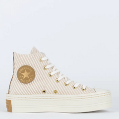 CT26540001 Tênis Converse Chuck Taylor All Star Modern Lift Hi Play On Fashion Amendoa Marrom Claro