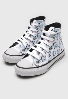 Tênis Converse Chuck Taylor All Star Kids Hi Branco/ azul CK09880001 - comprar online