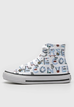 Tênis Converse Chuck Taylor All Star Kids Hi Branco/ azul CK09880001