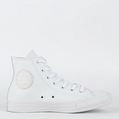 CT08250001 Tênis Converse Chuck Taylor All Star Monochrome Leather Hi Branco Branco