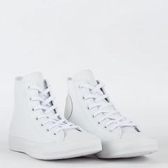 CT08250001 Tênis Converse Chuck Taylor All Star Monochrome Leather Hi Branco Branco - comprar online