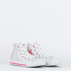 CK11260001 Tênis Converse Kids Chuck Taylor All Star Side Zip Hi Be Dazzling Prata Fucsia - comprar online