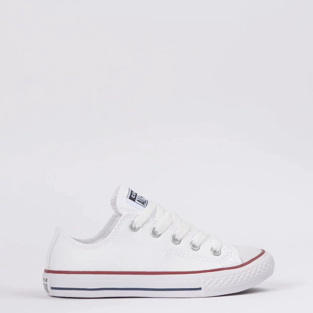 CK04200001 Tênis Converse Chuck Taylor All Star Kids Ox Branco Vermelho