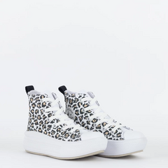 CK11090001 Tênis Converse Kids Chuck Taylor All Star Move Hi Leopard Love Branco Amendoa - comprar online