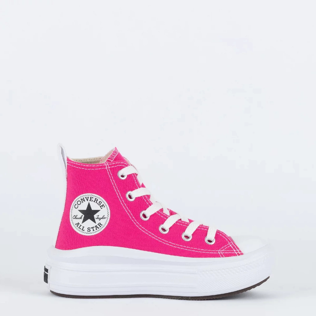 CK10370005 Tênis Converse Kids Chuck Taylor All Star Move Hi Seasonal Fucsia Branco