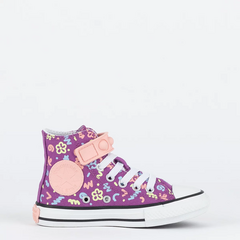 CK11600001 Tênis Converse Kids Chuck Taylor All Star Hi Bubble Strap Polka Doodle Suco De Uva