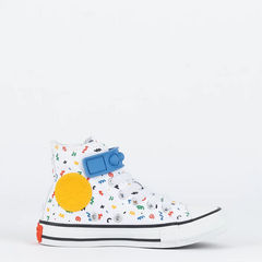 CK11580001 Tênis Converse Kids Chuck Taylor All Star Hi Bubble Strap Polka Doodle Branco Vermelho Forte