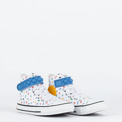 CK11580001 Tênis Converse Kids Chuck Taylor All Star Hi Bubble Strap Polka Doodle Branco Vermelho Forte - comprar online