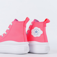 Ck10360001 Tênis Converse Kids Chuck Taylor All Star Move Hi Cloud Gazer 1 Rosa Neon Branco na internet