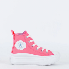 Ck10360001 Tênis Converse Kids Chuck Taylor All Star Move Hi Cloud Gazer 1 Rosa Neon Branco